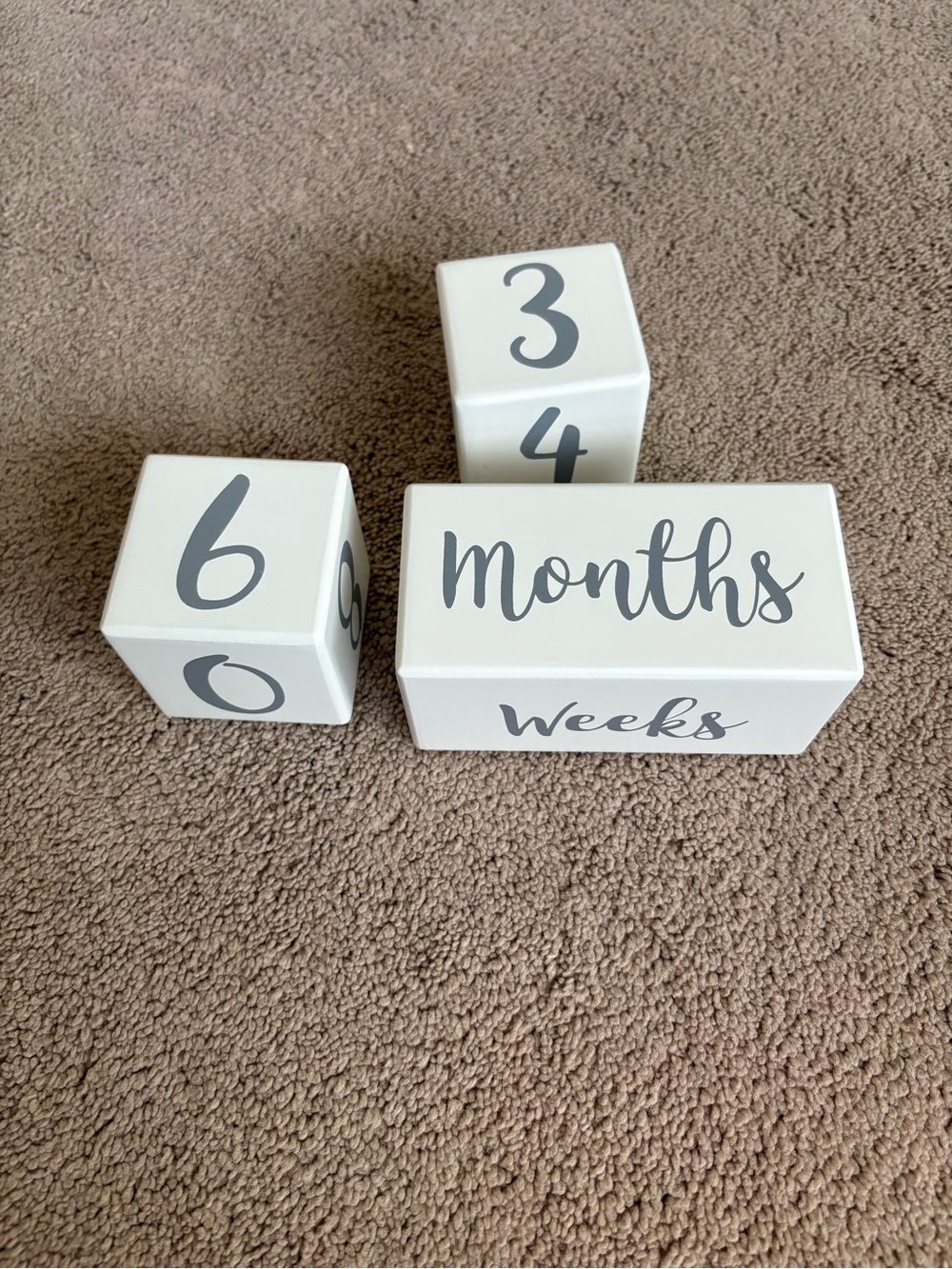 Baby Milestone Blocks - White with Gray Numbers